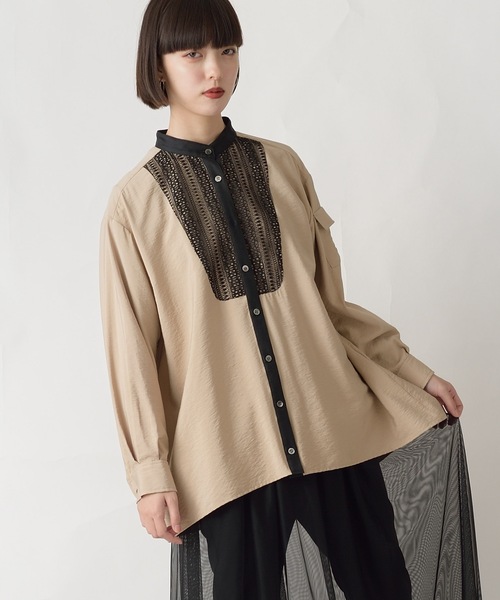 La SRIC（ラスリック）の「La SRIC / レースヨークバンドカラーBL（シャツ/ブラウス・レディース・ベージュ/カーキ・38）」の16枚目の写真