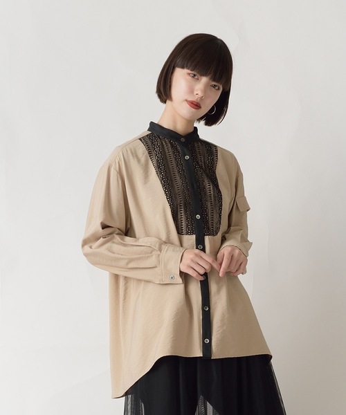 La SRIC（ラスリック）の「La SRIC / レースヨークバンドカラーBL（シャツ/ブラウス・レディース・ベージュ/カーキ・38）」の17枚目の写真