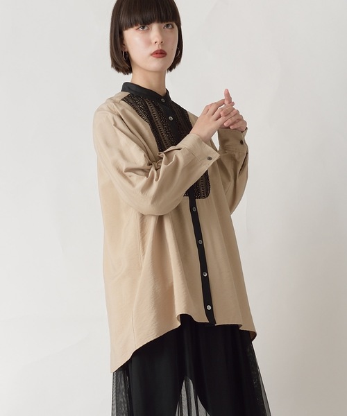 La SRIC（ラスリック）の「La SRIC / レースヨークバンドカラーBL（シャツ/ブラウス・レディース・ベージュ/カーキ・38）」の21枚目の写真