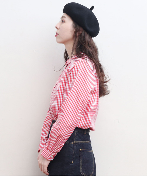 CHILD WOMAN（チャイルドウーマン）の「ギザギンガム 丸衿長袖ブラウス（シャツ/ブラウス・レディース・ブラック/レッド・FREE）」の17枚目の写真
