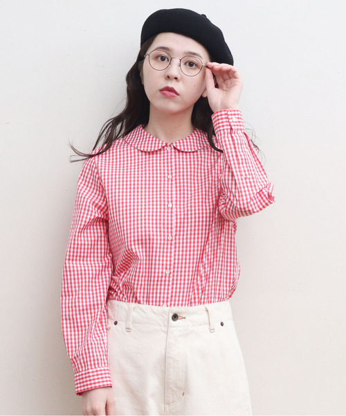 CHILD WOMAN（チャイルドウーマン）の「ギザギンガム 丸衿長袖ブラウス（シャツ/ブラウス・レディース・ブラック/レッド・FREE）」の21枚目の写真
