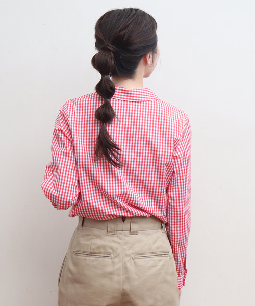 CHILD WOMAN（チャイルドウーマン）の「ギザギンガム 丸衿長袖ブラウス（シャツ/ブラウス・レディース・ブラック/レッド・FREE）」の13枚目の写真