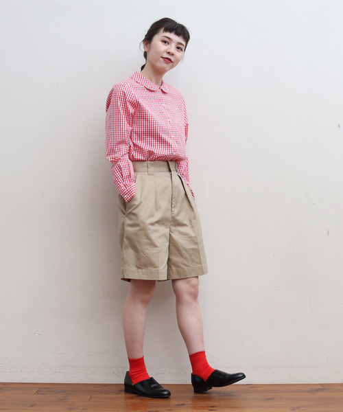 CHILD WOMAN（チャイルドウーマン）の「ギザギンガム 丸衿長袖ブラウス（シャツ/ブラウス・レディース・ブラック/レッド・FREE）」の18枚目の写真