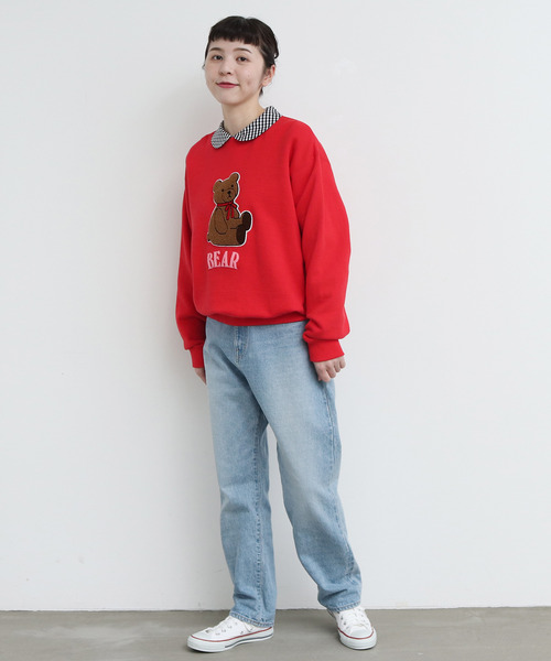 CHILD WOMAN（チャイルドウーマン）の「ギザギンガム 丸衿長袖ブラウス（シャツ/ブラウス・レディース・ブラック/レッド・FREE）」の5枚目の写真