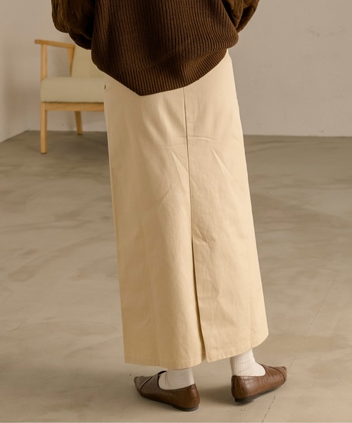 Ambre Neige(アンブルネージュ)の「ツイルナロースカート/【WEB/EC限定商品】(スカート・レディース・ダークブラウン/アイボリー・FREE)」の9枚目の写真