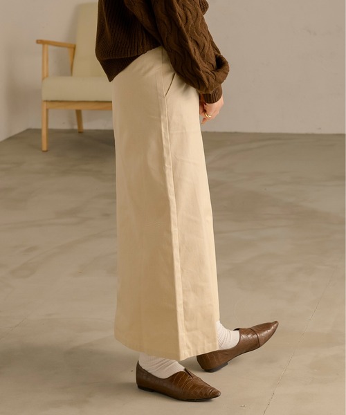 Ambre Neige(アンブルネージュ)の「ツイルナロースカート/【WEB/EC限定商品】(スカート・レディース・ダークブラウン/アイボリー・FREE)」の13枚目の写真