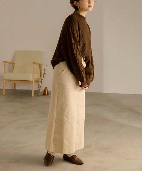 Ambre Neige(アンブルネージュ)の「ツイルナロースカート/【WEB/EC限定商品】(スカート・レディース・ダークブラウン/アイボリー・FREE)」の5枚目の写真