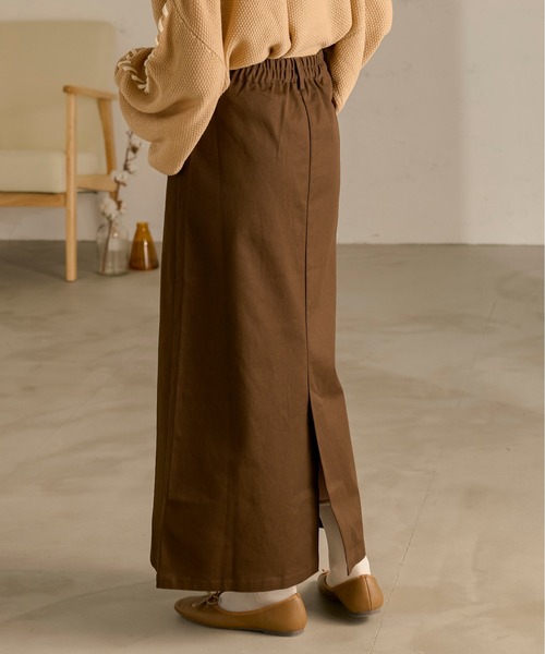 Ambre Neige(アンブルネージュ)の「ツイルナロースカート/【WEB/EC限定商品】(スカート・レディース・ダークブラウン/アイボリー・FREE)」の12枚目の写真