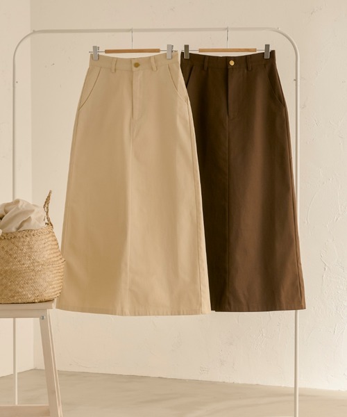 Ambre Neige(アンブルネージュ)の「ツイルナロースカート/【WEB/EC限定商品】(スカート・レディース・ダークブラウン/アイボリー・FREE)」の8枚目の写真