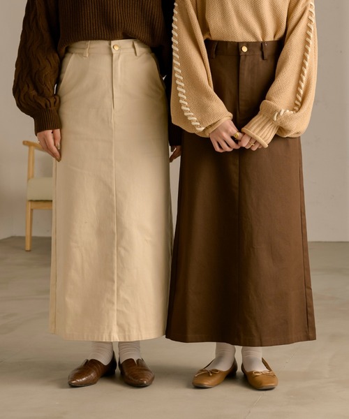 Ambre Neige(アンブルネージュ)の「ツイルナロースカート/【WEB/EC限定商品】(スカート・レディース・ダークブラウン/アイボリー・FREE)」の15枚目の写真