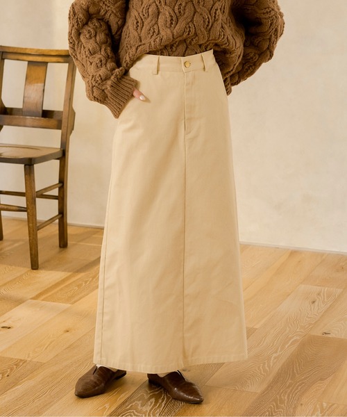 Ambre Neige(アンブルネージュ)の「ツイルナロースカート/【WEB/EC限定商品】(スカート・レディース・ダークブラウン/アイボリー・FREE)」の19枚目の写真