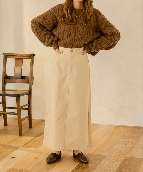 Ambre Neige(アンブルネージュ)の「ツイルナロースカート/【WEB/EC限定商品】(スカート・レディース・ダークブラウン/アイボリー・FREE)」の18枚目の写真