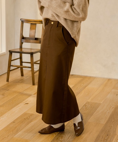 Ambre Neige(アンブルネージュ)の「ツイルナロースカート/【WEB/EC限定商品】(スカート・レディース・ダークブラウン/アイボリー・FREE)」の17枚目の写真