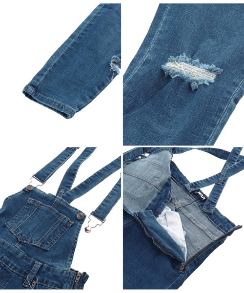 ANAP(アナップ)の「サイドカットスキニーサロペット(サロペット/オーバーオール・レディース・ブルー/ブラック・FREE)」の9枚目の写真