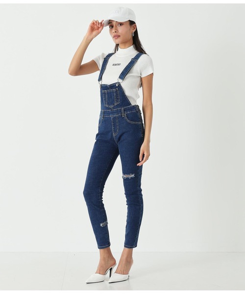 ANAP(アナップ)の「サイドカットスキニーサロペット(サロペット/オーバーオール・レディース・ブルー/ブラック・FREE)」の20枚目の写真