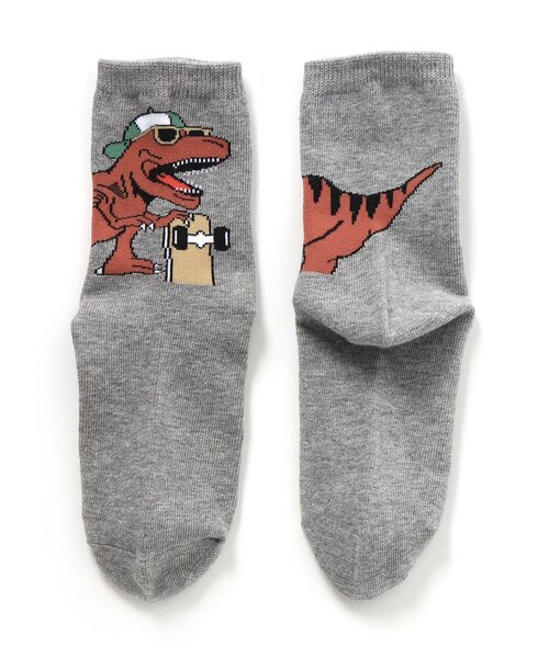 Ampersand（アンパサンド）の「男児恐竜柄ソックス（ソックス/靴下・キッズ・ブラック/グレー/カーキ・12/15 /18/21）」の3枚目の写真