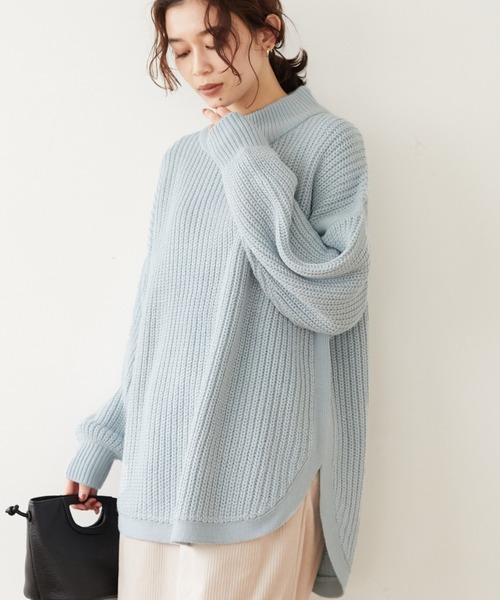 Sugar spoon（シュガースプーン）の「・SUGAR SPOON ハイネックラウンドヘムニット＊（ニット/セーター・レディース・ブラック/サックスブルー/アイボリー/モカ・FREE）」の4枚目の写真