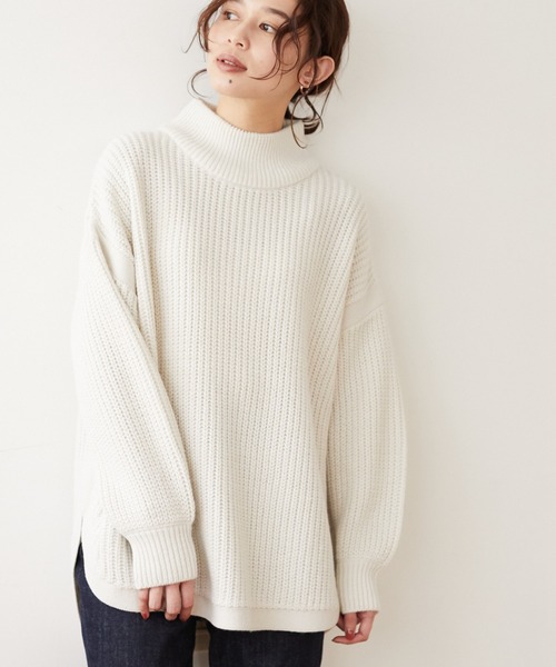 Sugar spoon（シュガースプーン）の「・SUGAR SPOON ハイネックラウンドヘムニット＊（ニット/セーター・レディース・ブラック/サックスブルー/アイボリー/モカ・FREE）」の2枚目の写真