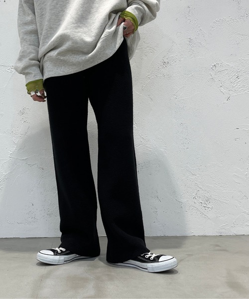 apres jour mignon（アプレジュールミニョン）の「ヘリンボーン柄編みニットパンツ【ZOZOTOWN限定アイテム】（その他パンツ・レディース・ブラック/グリーン/グレイッシュベージュ・SMALL/MEDIUM/X-LARGE）」の4枚目の写真
