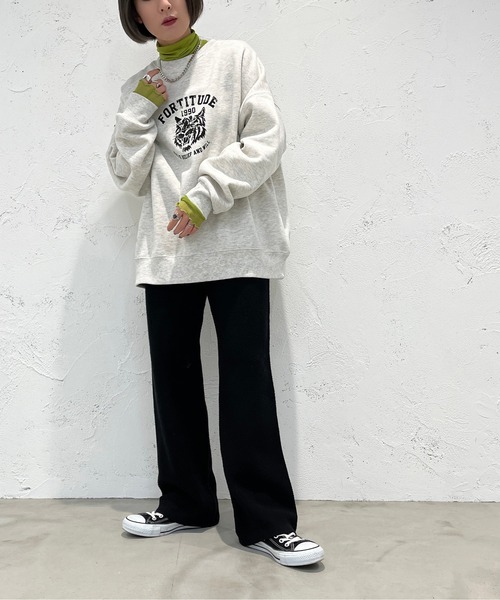 apres jour mignon（アプレジュールミニョン）の「ヘリンボーン柄編みニットパンツ【ZOZOTOWN限定アイテム】（その他パンツ・レディース・ブラック/グリーン/グレイッシュベージュ・SMALL/MEDIUM/X-LARGE）」の7枚目の写真