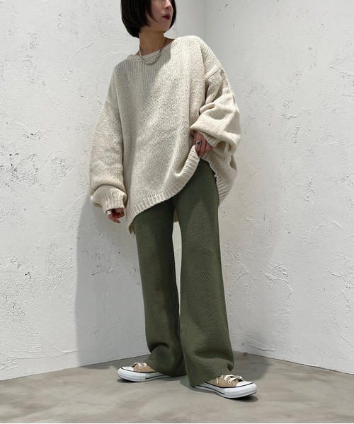 apres jour mignon（アプレジュールミニョン）の「ヘリンボーン柄編みニットパンツ【ZOZOTOWN限定アイテム】（その他パンツ・レディース・ブラック/グリーン/グレイッシュベージュ・SMALL/MEDIUM/X-LARGE）」の20枚目の写真