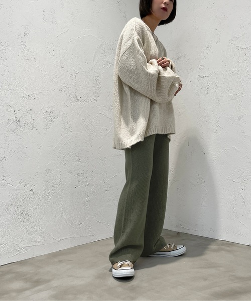 apres jour mignon（アプレジュールミニョン）の「ヘリンボーン柄編みニットパンツ【ZOZOTOWN限定アイテム】（その他パンツ・レディース・ブラック/グリーン/グレイッシュベージュ・SMALL/MEDIUM/X-LARGE）」の21枚目の写真