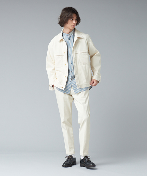 ABAHOUSE(アバハウス)の「オーガニック コットン オーバーサイズ ストライプ バンドカラー シャツ(シャツ/ブラウス・メンズ・ライトグレー/オフホワイト/スモークピンク/グレイッシュブルー・44/46/48)」の17枚目の写真