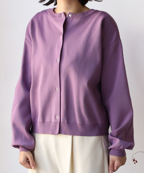REAL CUBE（リアルキューブ）の「前後2wayカラーニットカーディガン（カーディガン/ボレロ・レディース・パープル/グリーン/ブラウン・M）」の3枚目の写真