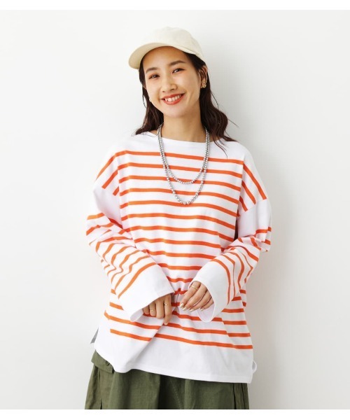 RODEO CROWNS WIDE BOWL（ロデオクラウンズワイドボウル）の「バスクボーダーL/S Tシャツ（Tシャツ/カットソー・レディース・オレンジ系その他/ブルー系その他/グリーン系その他/ピンク系その他・FREE）」の4枚目の写真