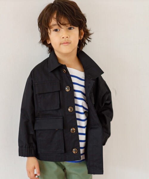 THE SHOP TK （ザ ショップ ティーケー ）の「◆【110-150】ファティーグジャケット（ミリタリージャケット・キッズ・ブラック/カーキ・14/15 /12/13/11）」の2枚目の写真