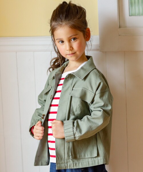 THE SHOP TK （ザ ショップ ティーケー ）の「◆【110-150】ファティーグジャケット（ミリタリージャケット・キッズ・ブラック/カーキ・14/15 /12/13/11）」の7枚目の写真