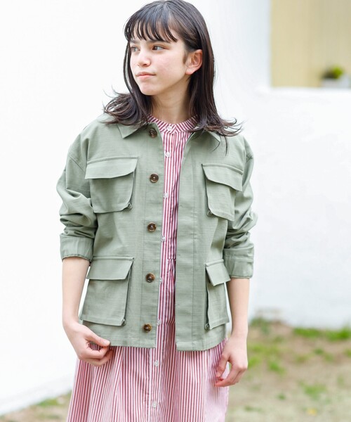 THE SHOP TK （ザ ショップ ティーケー ）の「◆【110-150】ファティーグジャケット（ミリタリージャケット・キッズ・ブラック/カーキ・14/15 /12/13/11）」の9枚目の写真