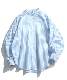 Starting Over（スターティングオーバー）の「ブロード オーバーサイズ 無地 ストライプ バンドカラーシャツ（シャツ/ブラウス）」