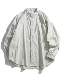 Starting Over | ブロードビッグ無地ストライプ バンドカラーシャツ(シャツ/ブラウス)