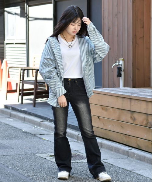 Starting Over（スターティングオーバー）の「ブロードビッグ 無地 ストライプ バンドカラーシャツ（シャツ/ブラウス・メンズ・ホワイト/ブラック/グレー/サックスブルー/イエロー/グリーン/ラベンダー/ホワイト系/サックスブルー系/ブラック系その他/グリーン系その他・M/L/XL）」の16枚目の写真