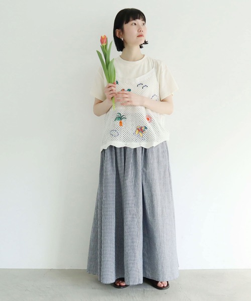 l'atelier du savon（アトリエドサボン）の「surfing　girl  刺繍　キャミ（ニット/セーター・レディース・ブラック/アイボリー・FREE）」の17枚目の写真