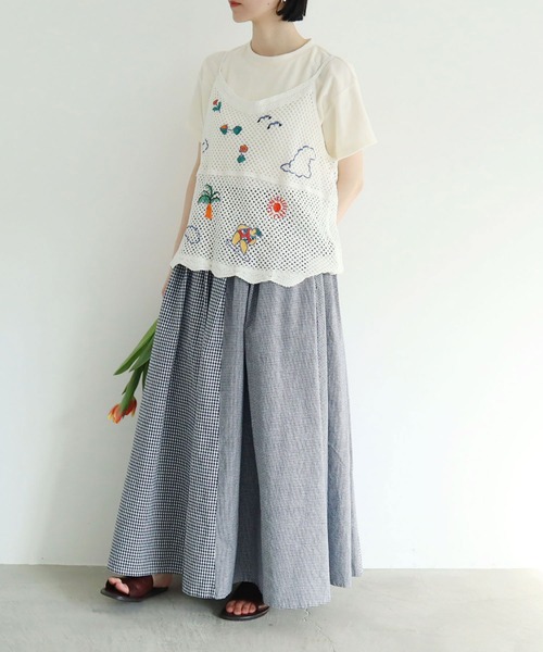 l'atelier du savon（アトリエドサボン）の「surfing　girl  刺繍　キャミ（ニット/セーター・レディース・ブラック/アイボリー・FREE）」の21枚目の写真