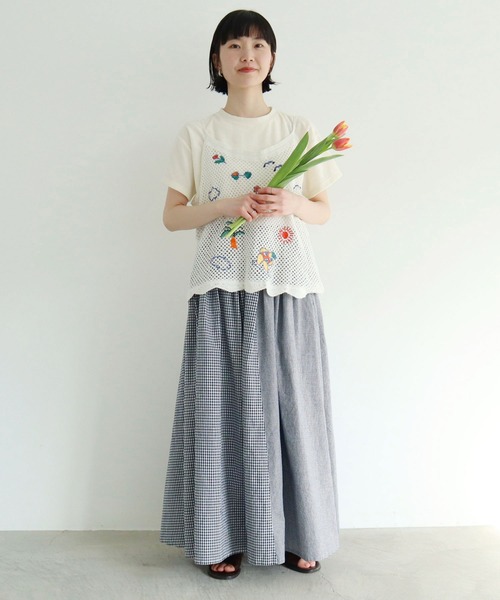 l'atelier du savon（アトリエドサボン）の「surfing　girl  刺繍　キャミ（ニット/セーター・レディース・ブラック/アイボリー・FREE）」の20枚目の写真