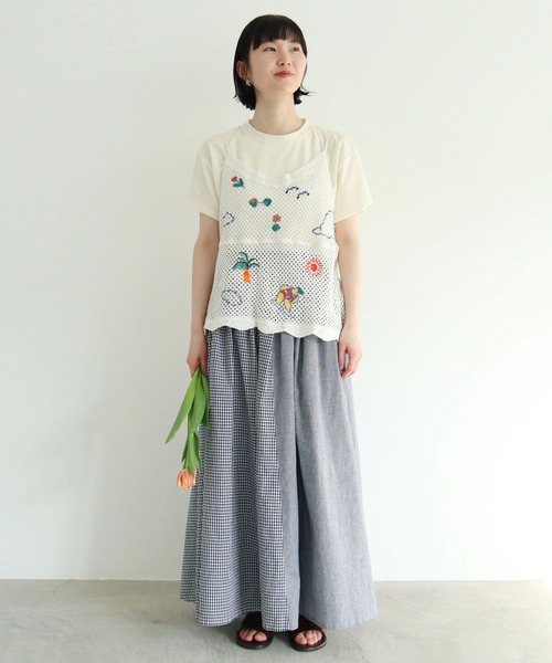 l'atelier du savon（アトリエドサボン）の「surfing　girl  刺繍　キャミ（ニット/セーター・レディース・ブラック/アイボリー・FREE）」の22枚目の写真