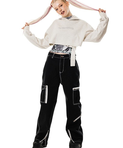 runningHIGH(ランニングハイ)の「runningHIGH/ロゴベルトフーディー 2277644(パーカー・レディース・ライトブルー/ブラック/ナチュラル・FREE)」の8枚目の写真