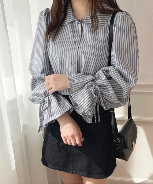 apres jour（アプレジュール）の「キャンディースリーブ襟付きブラウス【ZOZOTOWN限定アイテム】（シャツ/ブラウス・レディース・ブルー系その他/オフホワイト/ピンクベージュ・X-LARGE/フリー）」の2枚目の写真