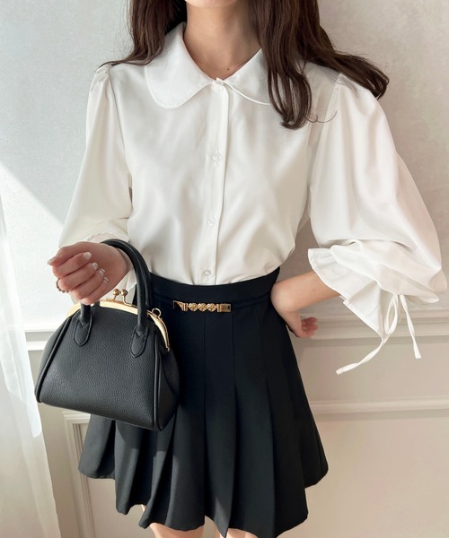 apres jour（アプレジュール）の「キャンディースリーブ襟付きブラウス【ZOZOTOWN限定アイテム】（シャツ/ブラウス・レディース・ブルー系その他/オフホワイト/ピンクベージュ・X-LARGE/フリー）」の4枚目の写真