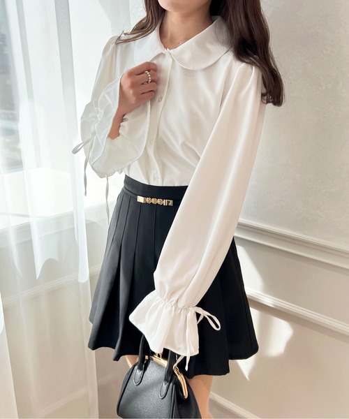 apres jour（アプレジュール）の「キャンディースリーブ襟付きブラウス【ZOZOTOWN限定アイテム】（シャツ/ブラウス・レディース・ブルー系その他/オフホワイト/ピンクベージュ・X-LARGE/フリー）」の5枚目の写真