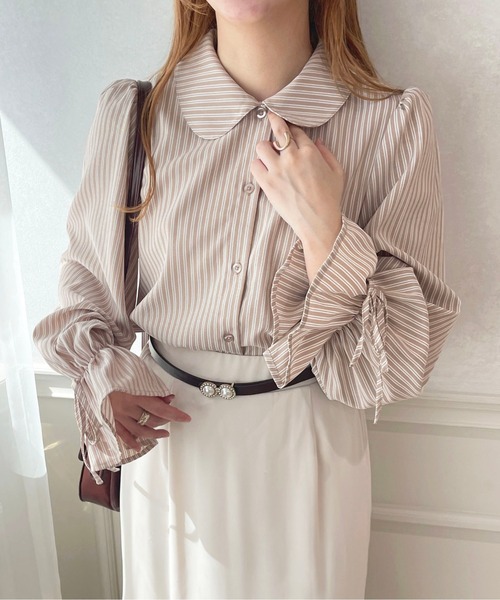 apres jour（アプレジュール）の「キャンディースリーブ襟付きブラウス【ZOZOTOWN限定アイテム】（シャツ/ブラウス・レディース・ブルー系その他/オフホワイト/ピンクベージュ・X-LARGE/フリー）」の21枚目の写真