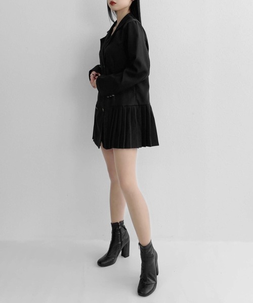 リュクス ブラック ミニ ワンピース ジャケット レディース用 Jacket style mini one-piece / ジャケット風ミニワンピース