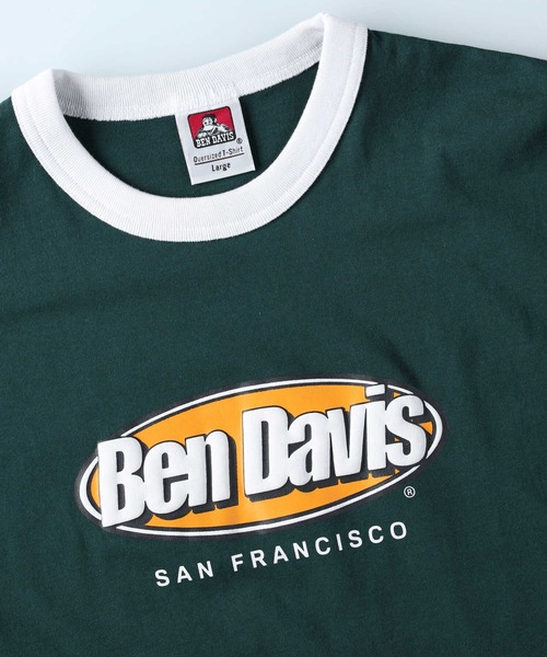 BEN DAVIS（ベンデイビス）の「【BEN DAVIS】リンガーTシャツ（Tシャツ/カットソー・メンズ・オフホワイト/グリーン・XL/M/L/S）」の6枚目の写真