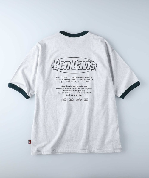 BEN DAVIS（ベンデイビス）の「【BEN DAVIS】リンガーTシャツ（Tシャツ/カットソー・メンズ・オフホワイト/グリーン・XL/M/L/S）」の3枚目の写真