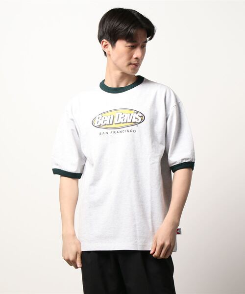 BEN DAVIS（ベンデイビス）の「【BEN DAVIS】リンガーTシャツ（Tシャツ/カットソー・メンズ・オフホワイト/グリーン・XL/M/L/S）」の9枚目の写真