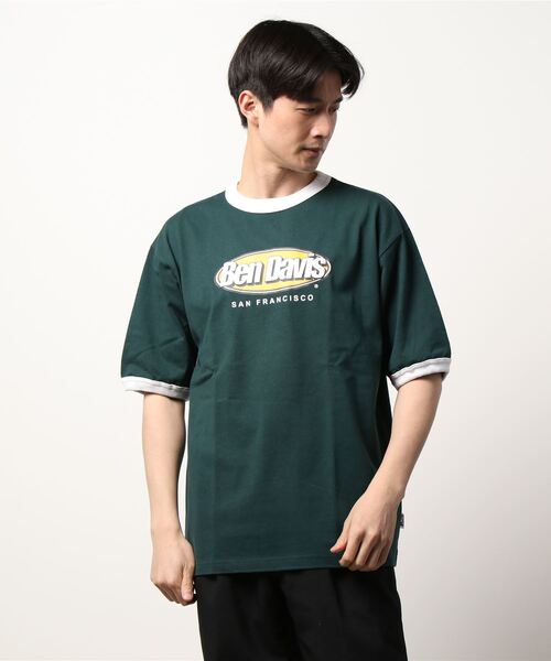 BEN DAVIS（ベンデイビス）の「【BEN DAVIS】リンガーTシャツ（Tシャツ/カットソー・メンズ・オフホワイト/グリーン・XL/M/L/S）」の11枚目の写真