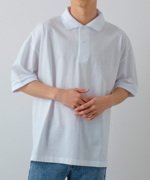 improves（インプローブス）の「ラグジュアリーシルケット オーバーサイズ ビッグ ポロシャツ（ポロシャツ・メンズ・ホワイト/グリーン/ブラック/ブルーグレー・MEDIUM/LARGE）」の5枚目の写真